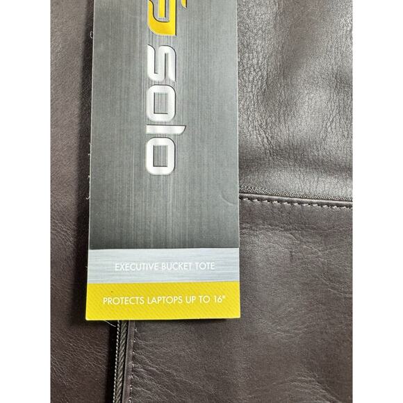 SOLO Premium Leather 16" LaptopTote - Espresso Business Executive/Teacher Bag - Picture 2 of 6